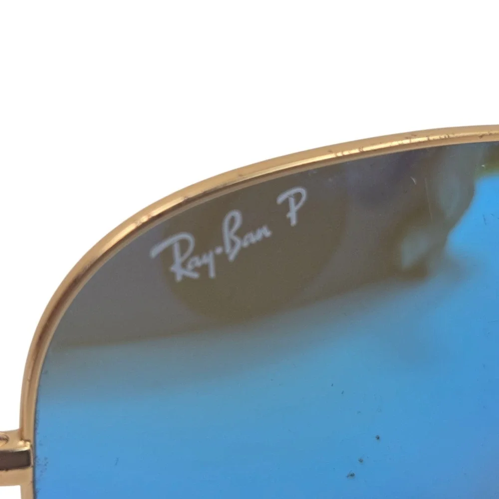 Ray-Ban Aviator RB3025 Blue Flash Polarized Lens w Gold Frame 58 mm Case & Cloth